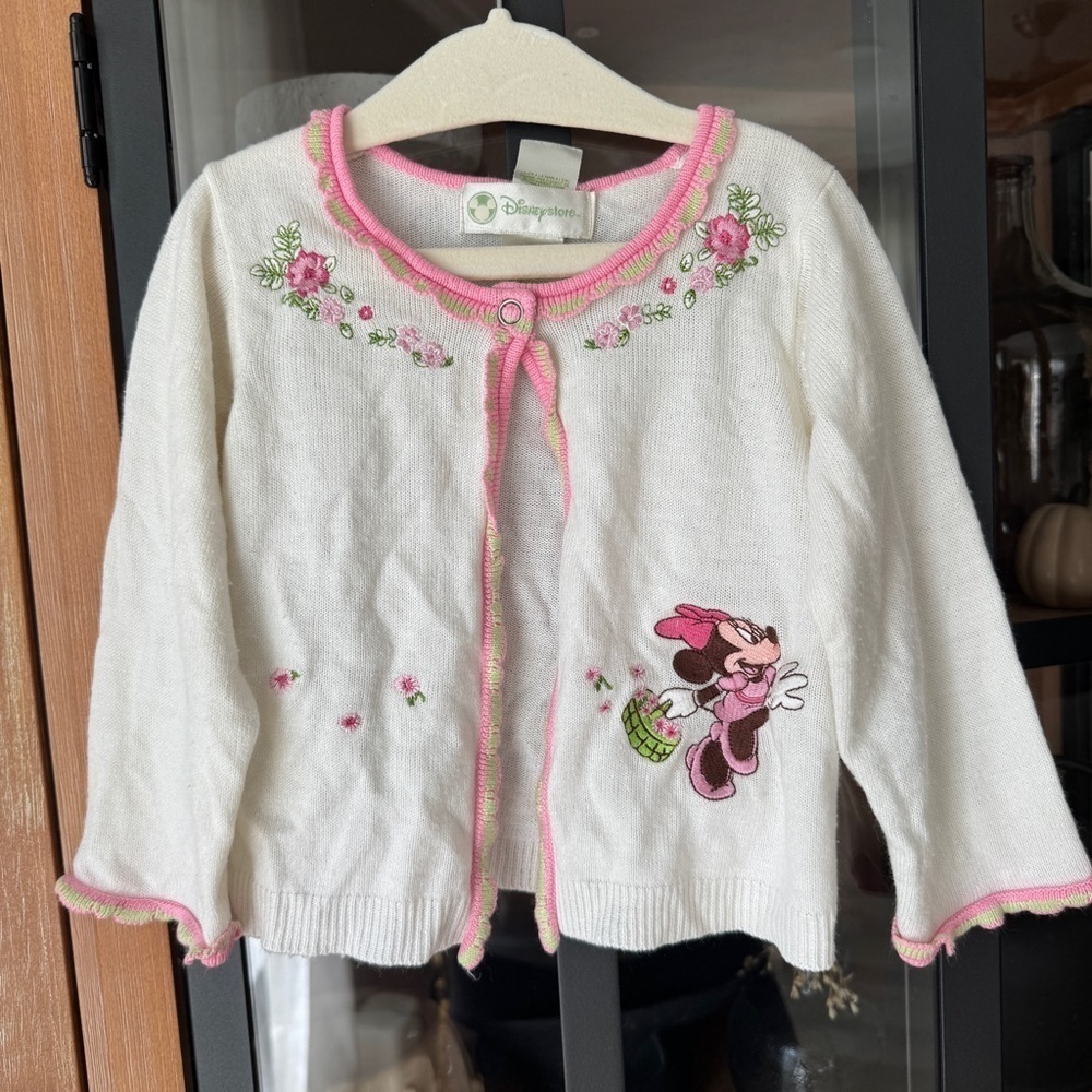 Vintage 90s Disney store cardigan baby girl toddler sweater embroidered minnie